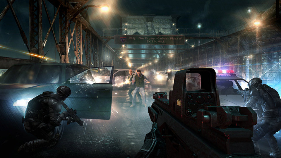 Fotograma del videojuego Rainbow Six, basado en la novela homónima.